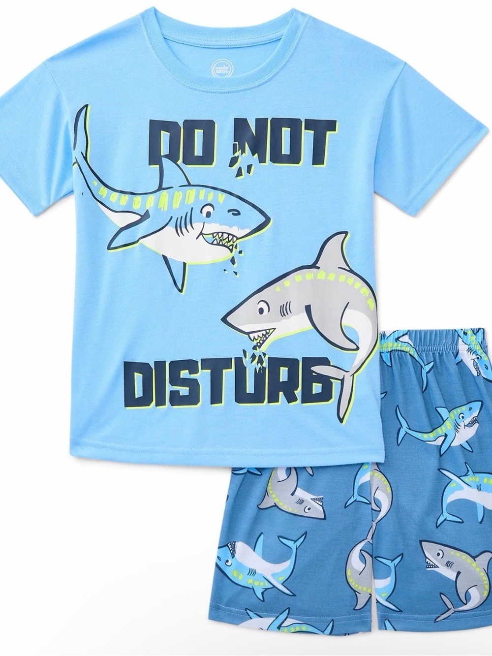 wonder nation Light Blue Shark 'Do Not Disturb' Kids Pajama Set